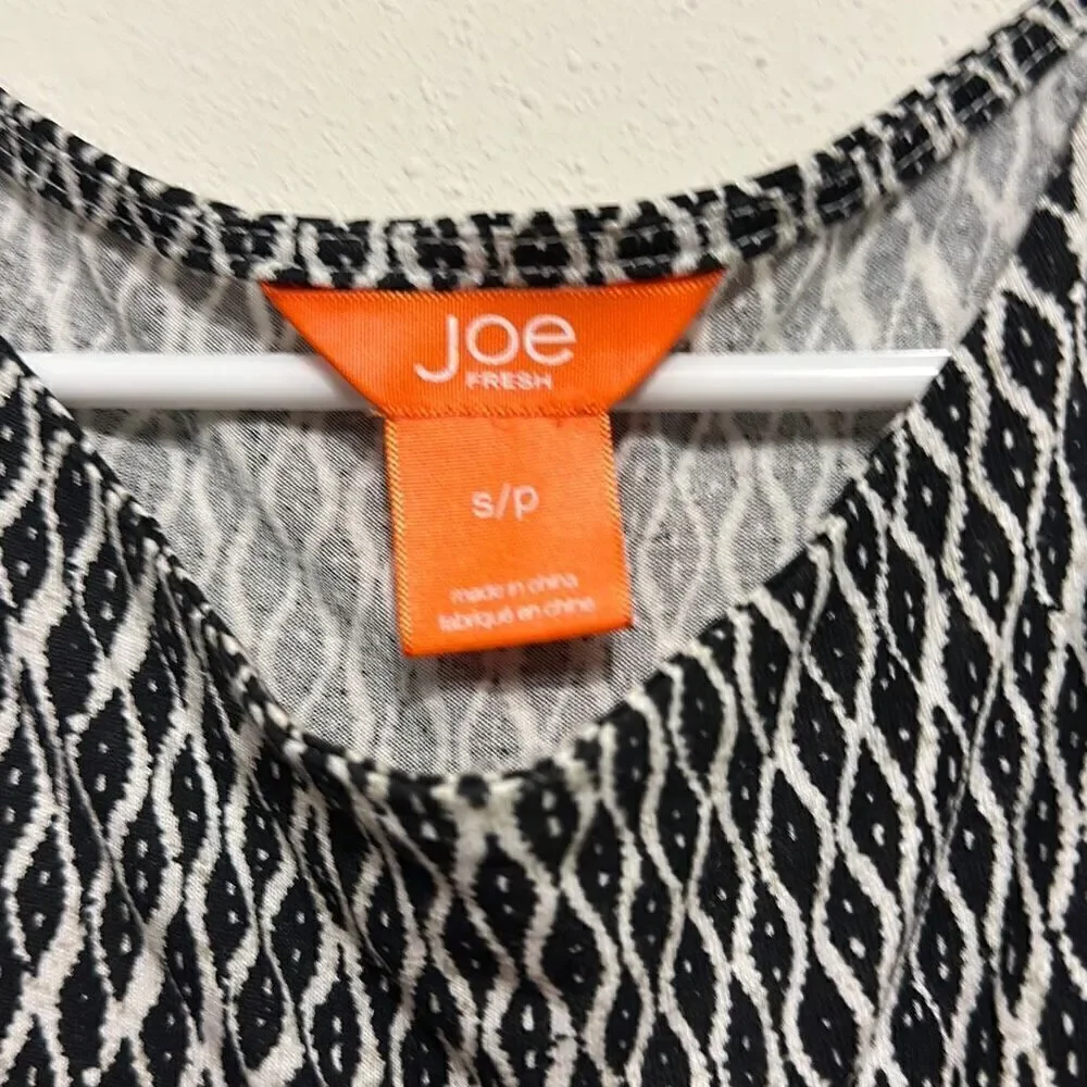 Joe Fresh For JC Penney Women's Black Sleeveless White Ogee Dress Size S/P - Picture 3 of 3
